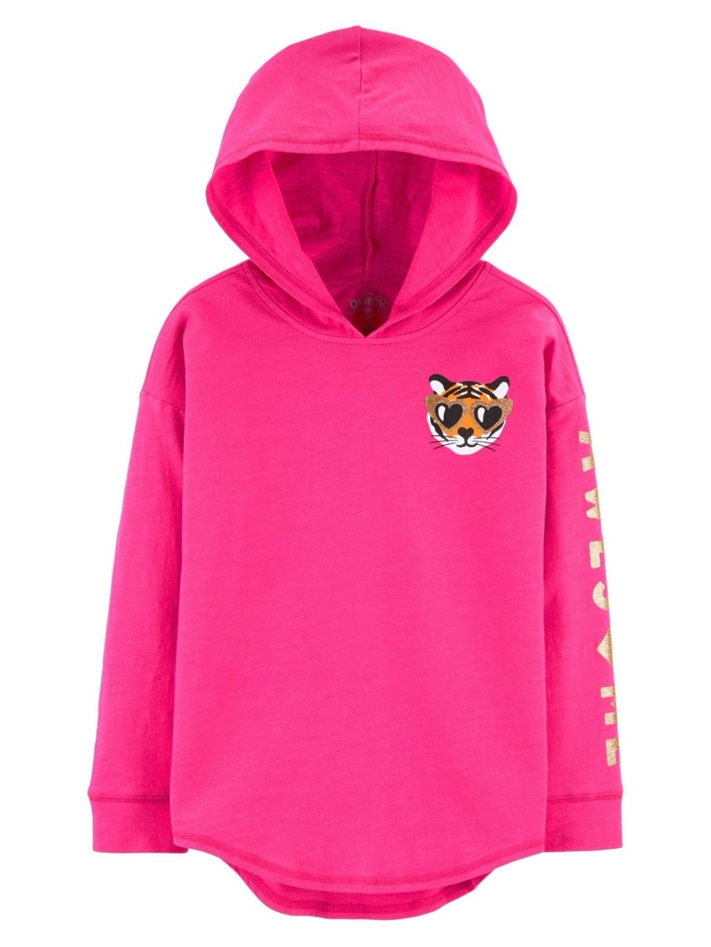 Osh Kosh Toddler Girl's Sequin Pullover Hoodie Sweater, Bright Pink, 4T